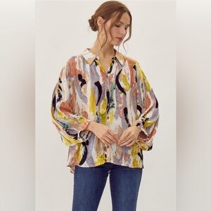 NWT - Paint Me Free  - Buttondown Blouse